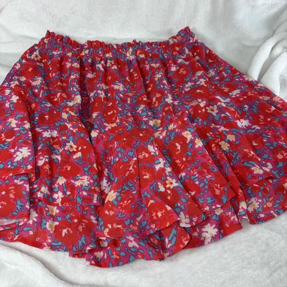SimpleFun Floral Skort Boho Flowy Coastal Cowgirl Butterfly Hem Coachella Beach - Picture 6 of 8